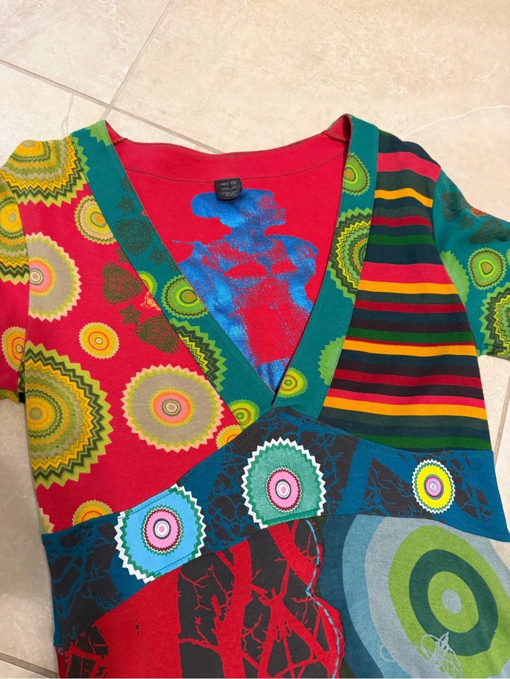 Vintage Y2K Desigual Patchwork Cotton Jersey Long Sleeve Dress – Size M - Picture 8 of 8